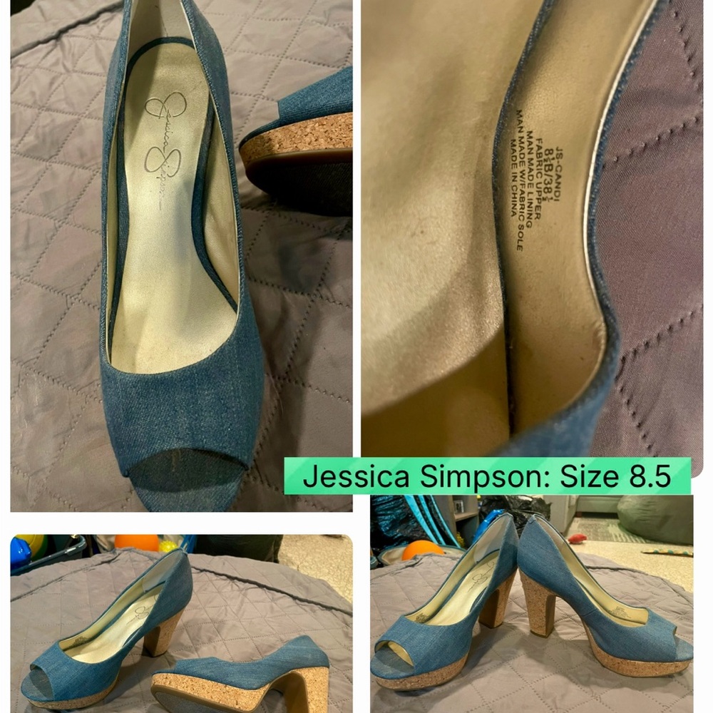 Jessica Simpson Denim Peep Toe Heels